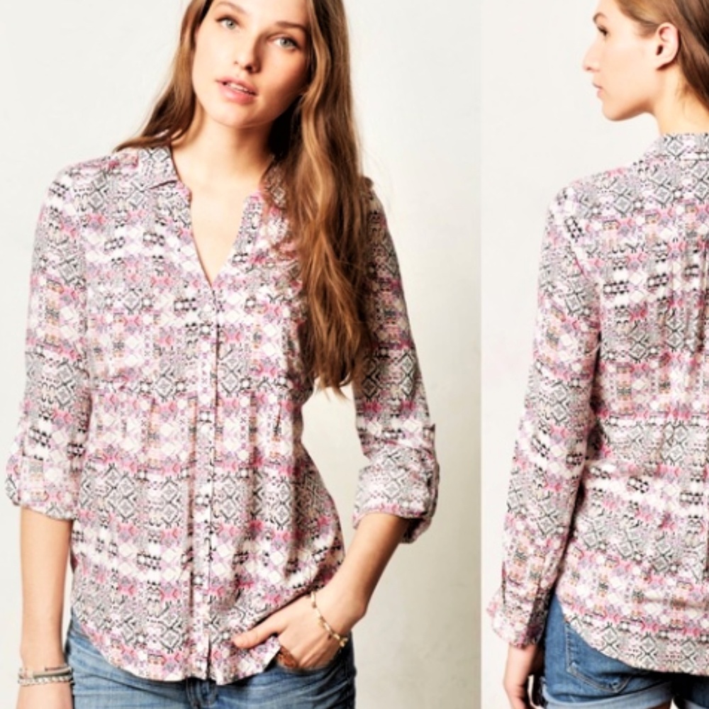NEW Anthropologie Maeve islet floral button down